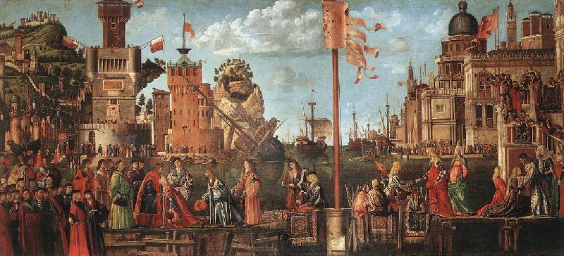 CARPACCIO, Vittore Meeting of the Betrothed Couple and the Departure of the Pilgrims Sweden oil painting art